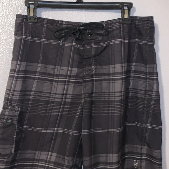 O’Neill plaid summer board short swim trunks black grey - Picture 2 of 10